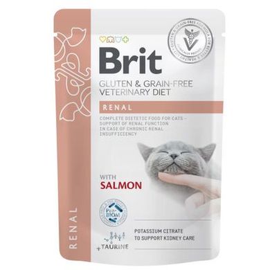 Brit Grain-Free VetDiets Renal with Salmon - Полнорационный влажный корм с лососем для поддержки функции почек кошек