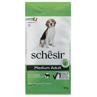 Schesir Dog Medium Adult Lamb Шезир Сухой монопротеиновый корм с ягненком для взрослых собак средних пород, 12 кг