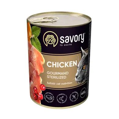 Savory Cat Gourmand Sterilized Chicken - Вологий корм для стерилізованих кішок з куркою, 100 г