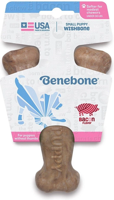 Benebone Puppy Wishbone Bacon Жевательная игрушка с беконом для щенков, размер S