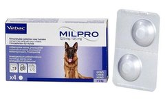 Virbac Milpro Антигельмінтні таблетки мілпро для собак на вагу понад 5 кг (4 таблетки)