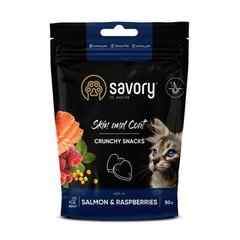 Savory Crunchy Snacks Skin and Coat - Хрусткі ласощі з лососем та малиною для здоров'я шкіри та шерсті котів