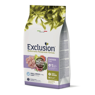 Exclusion Light Chicken Small Breed Сухой корм для взрослых собак мелких пород с избыточным весом или стерилизованных с курицей, 2 кг