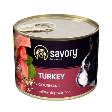 Savory Dog Gourmand Turkey Вологий корм (консерви) для дорослих собак з індичкою, 200 г