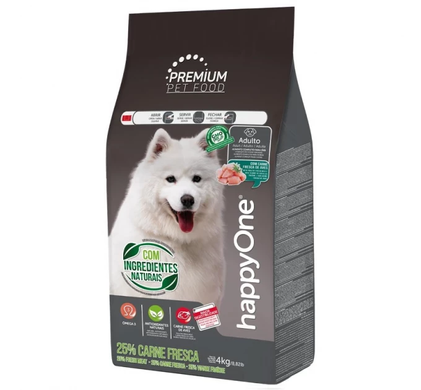 happyOne Premium Adult Dog Fresh Meat Сухий корм зі свіжим м'ясом для дорослих собак, 4 кг