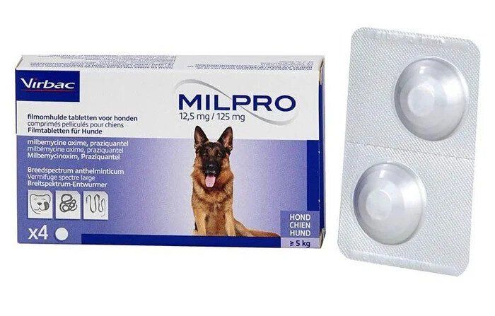 Virbac Milpro Антигельмінтні мілпро для собак на вагу понад 5 кг ( 1 таблетка)