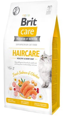 Brit Care Cat Grain-Free Haircare Healthy & Shiny Coat - Сухой беззерновой корм с лососем и курицей для ухода за кожей и шерстью кошек, 400 г