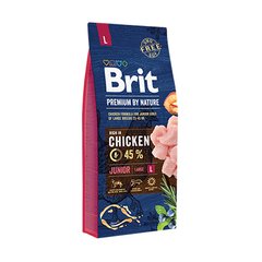 Brit Premium by Nature Junior L - Сухий корм із куркою для цуценят та молодих собак великих порід, 15 кг