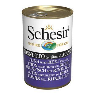 Schesir Tuna with Beef Fillets Шезір Вологий корм тунець з філе яловичини в желе для котів, 140 г