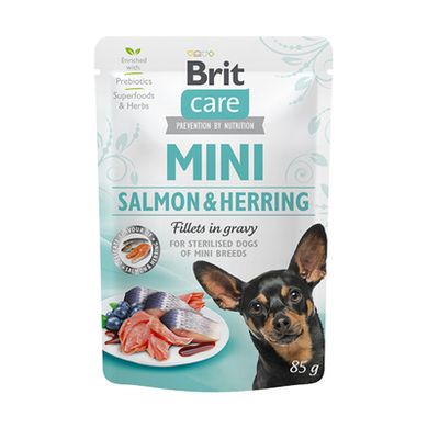 Brit Care Mini Salmon & Herring Fillets in Gravy Влажный корм с лососем и сельдью для стерилизованных взрослых собак малых пород