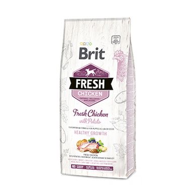 Brit Fresh Chicken with Potato Puppy Healthy Growth - Сухой корм со свежей курицей и картофелем для щенков всех пород, 2,5 кг