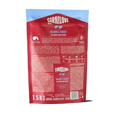 Carnilove Active Salmon & Turkey Junior Large Breed Сухий корм з лососем та індичкою для молодих собак великих порід, 1,5 кг