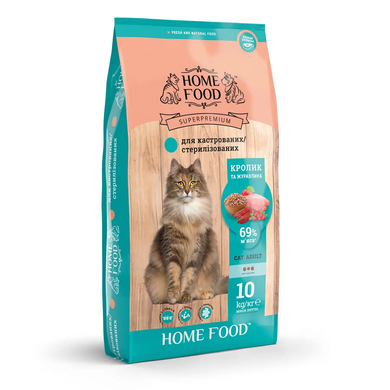 Home Food Cat Adult For Sterilised/Neutered Cats - Сухой корм с кроликом и клюквой для взрослых стерилизованных/кастрированных кошек, 10 кг