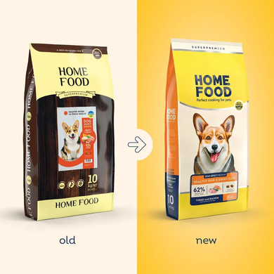 Home Food Dog Adult Medium Healthy Skin And Shiny Coat - Сухий корм з індичкою та лососем для дорослих собак середніх порід, 10 кг
