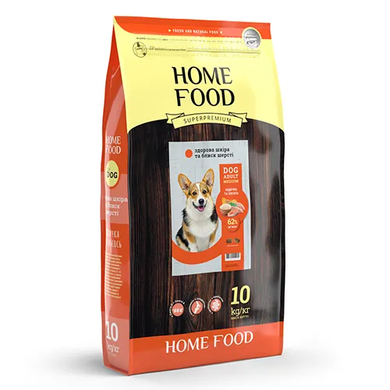 Home Food Dog Adult Medium Healthy Skin And Shiny Coat Сухой корм с индейкой и лососем для взрослых собак средних пород, 10 кг