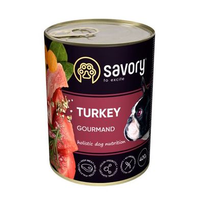 Savory Dog Gourmand Turkey Влажный корм (консервы) для взрослых собак с индейкой, 400 г