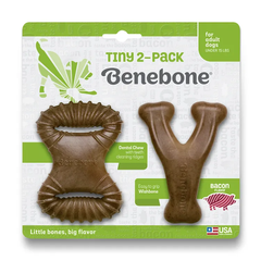 Benebone Dental Chew/Wishbone Bacon 2-Pack Tiny Bacon Набір з двох жувальних іграшок для собак зі смаком бекону