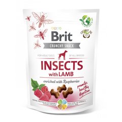 Brit Care Dog Crunchy Cracker Insects Ласощі з комахами, ягня та малиною для поліпшення травлення собак