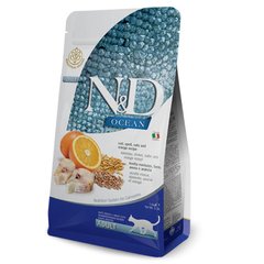 Farmina N&D Ocean Adult - Низькозерновий сухий корм для дорослих котів з тріскою та апельсином, 300 г