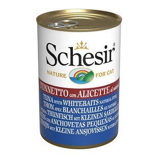 Schesir Tuna with Whitebaits Шезір Вологий корм тунець з анчоусами в бульйоні для котів, 140 г