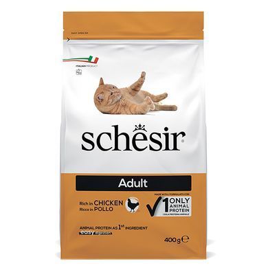 Schesir Cat Adult Chicken Шезір Сухий монопротеїновий корм з куркою для дорослих котів, 400 г