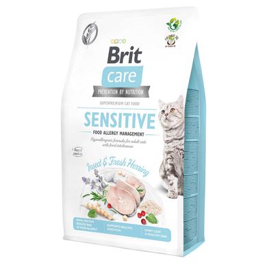 Brit Care Cat Sensitive Insect&Fresh Herring Сухой беззерновой корм с насекомыми и свежей сельдью для кошек с чувствительным пищеварением