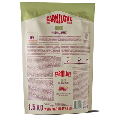 Carnilove True Fresh Duck Small Breed Сухий корм з качкою для cобак малих порід, 1,5 кг