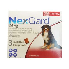 НексГард Таблетки проти бліх, кліщів для собак вагою 25-50 кг, 1 таблетка
