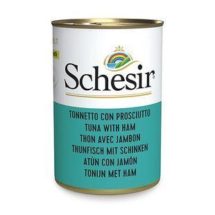 Schesir Tuna with Ham Шезір Вологий корм тунець з шинкою в бульйоні для котів, 140 г