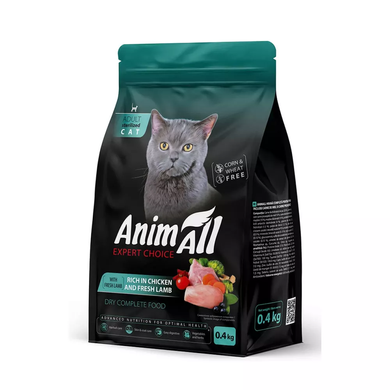 AnimAll Sterilised Cat Chicken & Lamb Сухий корм із куркою та свіжою ягнятиною для дорослих стерилізованих кішок усіх порід, 400 г