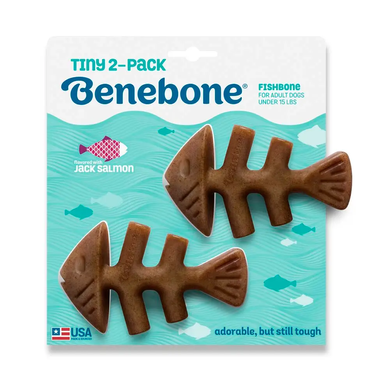 Benebone Fishbone Tiny 2-Pack - Набор из двух жевательных игрушек для собак со вкусом лосося