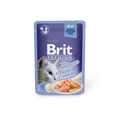 Brit Premium Cat Pouch with Salmon Fillets in Jelly - Консерва с кусочками филе лосося в желе для взрослых кошек, 85 г