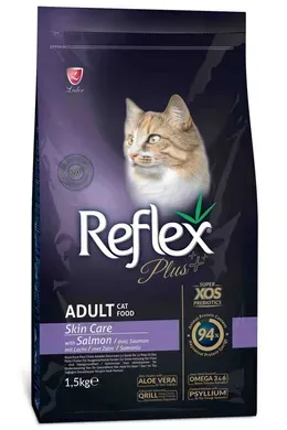 Reflex Plus Adult Cat Food Skin Care with Salmon Рефлекс Плюс сухой корм с лососем уход за кожей для кошек, 1,5 кг