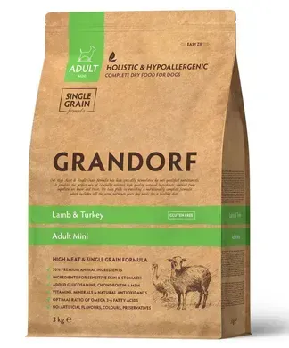Grandorf Lamb & Turkey Adult Сухой корм из ягненка и индейкой для взрослых собак мелких пород, 1 кг