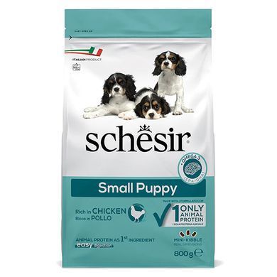 Schesir Dog Small Puppy Шезір Сухий монопротеїновий корм з куркою для цуценят міні та малих порід, 800 г