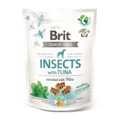 Brit Care Dog Crunchy Cracker Insects Ласощі для собак з комахами, тунцем та м'ятою для свіжості подиху