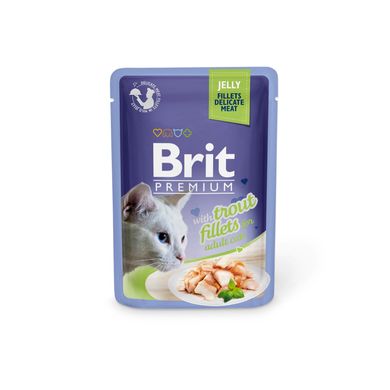 Brit Premium Cat Pouch with Trout Fillets in Jelly - Консерва зі шматочками філе форелі в желе для дорослих кішок, 85 г