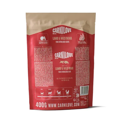 Carnilove Active Lamb & Wild Boar Sterilised Сухий корм з ягням та диким кабаном для стерилізованих котів, 400 г