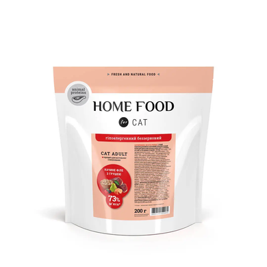 Home Food Cat Adult Hypoallergenic Grain-Free For Sterilised/Neutered Cats - Сухий гіпоалергенний беззерновий корм "Качине філе з грушею" для дорослих стерилізованих/кастрованих котів, 200 г