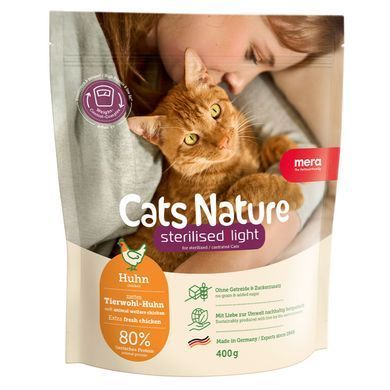 MERA Cats Nature Sterilised Light Chiken (Huhn) Сухий корм з куркою для стерилізованих та кастрованих котів, 400 г
