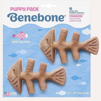 Benebone Puppy Pack Fishbone - Набор из двух жевательных игрушек для собак со вкусом лосося