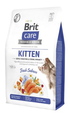 Brit Care Cat GF Kitten Gentle Digestion Strong Immunity - Сухой корм для котят с лососем, 0,4 кг