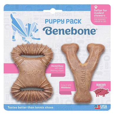 Benebone Puppy 2-pack Dental Chew/Wishbone Bacon - Набор из двух жевательных игрушек для собак со вкусом бекона