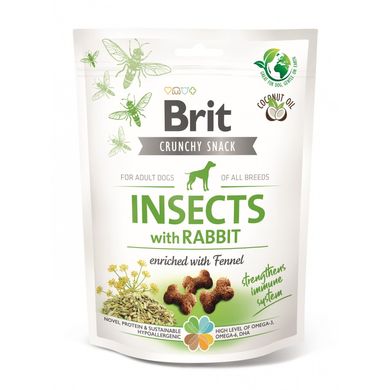 Brit Care Dog Crunchy Cracker Insects Лакомство для собак для иммунитета с насекомыми, кроликом и фенхелем, 200 г