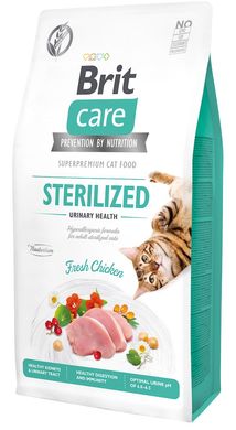 Brit Care Cat Grain-Free Sterilized Urinary Health - Сухой беззерновой корм с курицей для взрослых стерилизованных кошек для поддержания мочевыделительной системы , 400 г