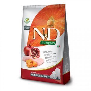 Farmina N&D Pumpkin GF Chicken & Pomegranate Puppy Medium & Maxi &ndash; Беззерновий сухий корм з куркою, гарбузом та гранатом для цуценят середніх і великих порід, 12 кг