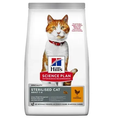 Hill's Science Plan Feline Adult Sterilised Chicken Сухой корм с курицей для стерилизованных кошек, 15 кг