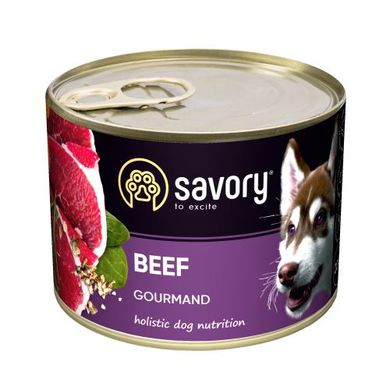 Savory Dog Gourmand Beef Влажный корм (консервы) с говядиной для взрослых собак всех пород, 100 г