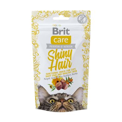 Brit Care Cat Snack Shiny Hair Полумягкое беззерновое лакомство для поддержания красоты шерсти у кошек