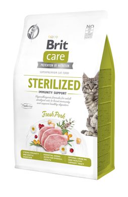 Brit Care Cat GF Sterilized Immunity Support - Сухий корм для стерилізованих котів зі свининою, 0,4 кг